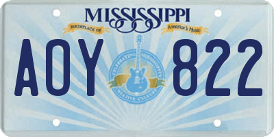 MS license plate AOY822