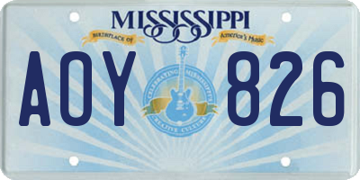 MS license plate AOY826