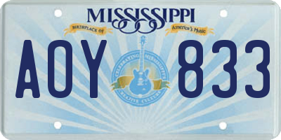MS license plate AOY833