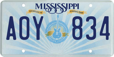MS license plate AOY834