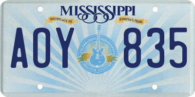 MS license plate AOY835