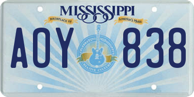 MS license plate AOY838