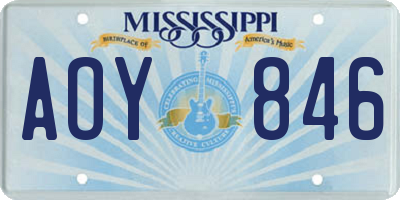 MS license plate AOY846