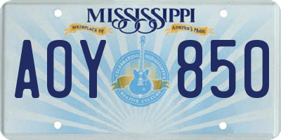 MS license plate AOY850