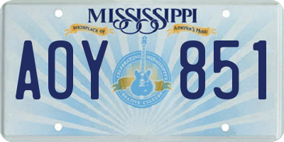 MS license plate AOY851