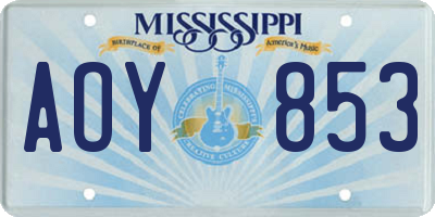 MS license plate AOY853