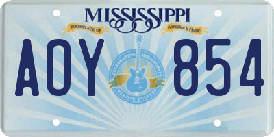MS license plate AOY854