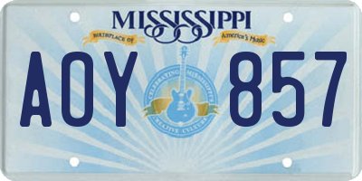 MS license plate AOY857