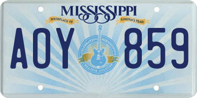 MS license plate AOY859