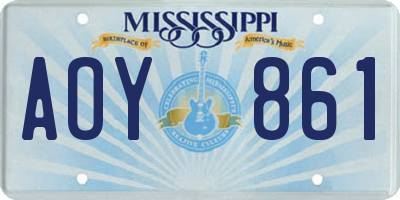 MS license plate AOY861
