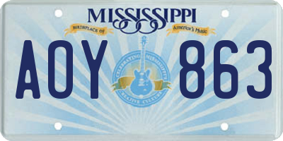 MS license plate AOY863