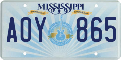 MS license plate AOY865