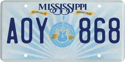 MS license plate AOY868