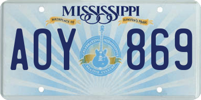 MS license plate AOY869