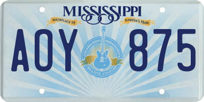MS license plate AOY875