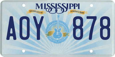 MS license plate AOY878