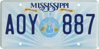 MS license plate AOY887