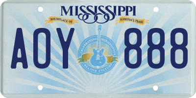 MS license plate AOY888