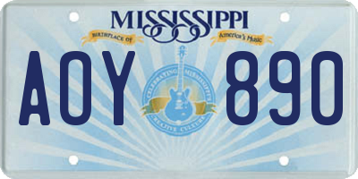 MS license plate AOY890