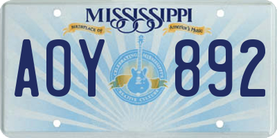 MS license plate AOY892