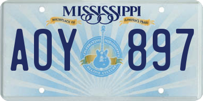 MS license plate AOY897