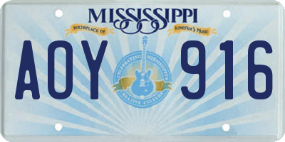 MS license plate AOY916