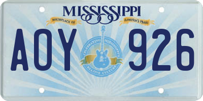 MS license plate AOY926