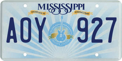 MS license plate AOY927
