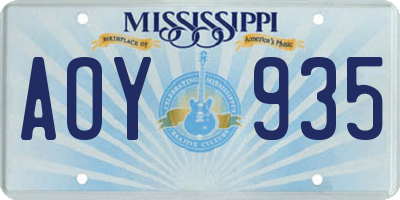 MS license plate AOY935