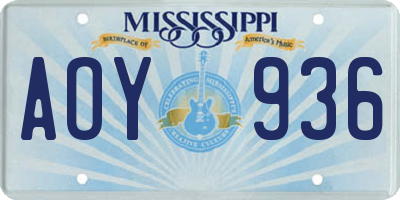 MS license plate AOY936