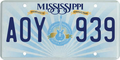 MS license plate AOY939