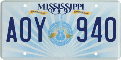 MS license plate AOY940