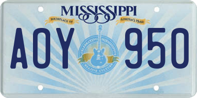 MS license plate AOY950