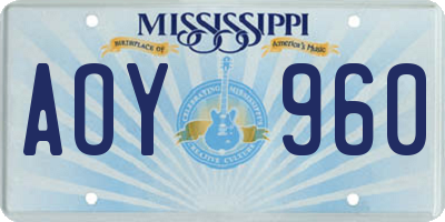MS license plate AOY960
