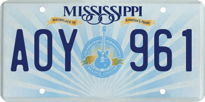 MS license plate AOY961