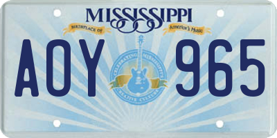 MS license plate AOY965