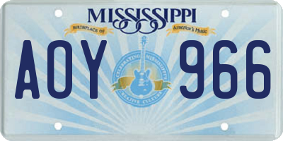 MS license plate AOY966