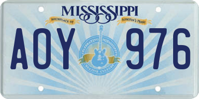 MS license plate AOY976