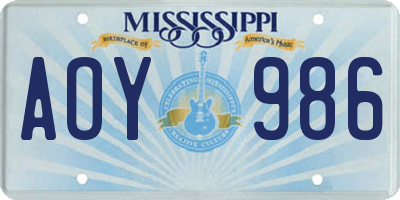 MS license plate AOY986