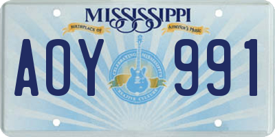 MS license plate AOY991
