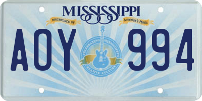 MS license plate AOY994