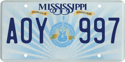 MS license plate AOY997