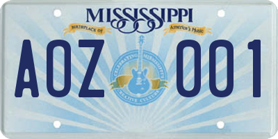 MS license plate AOZ001