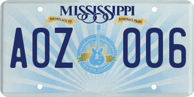 MS license plate AOZ006