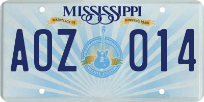 MS license plate AOZ014