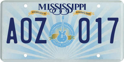 MS license plate AOZ017