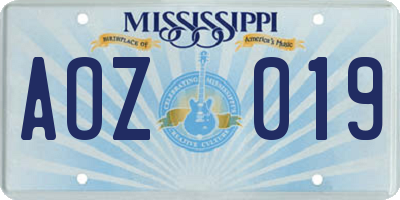 MS license plate AOZ019