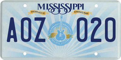 MS license plate AOZ020