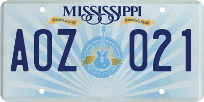 MS license plate AOZ021