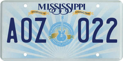 MS license plate AOZ022